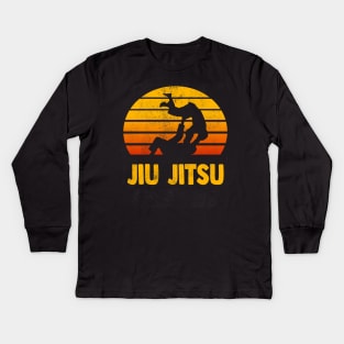 Jiu Jitsu Retro vintage BJJ gift Kids Long Sleeve T-Shirt